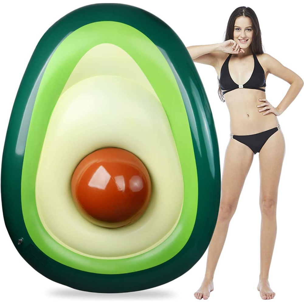 Denpetec Inflatable Avocado Shape Pool Float Lounge Raft Water Fun Summer Beach Swimming Floaty Party Toys Lounge Raft for Family Kids Adults 